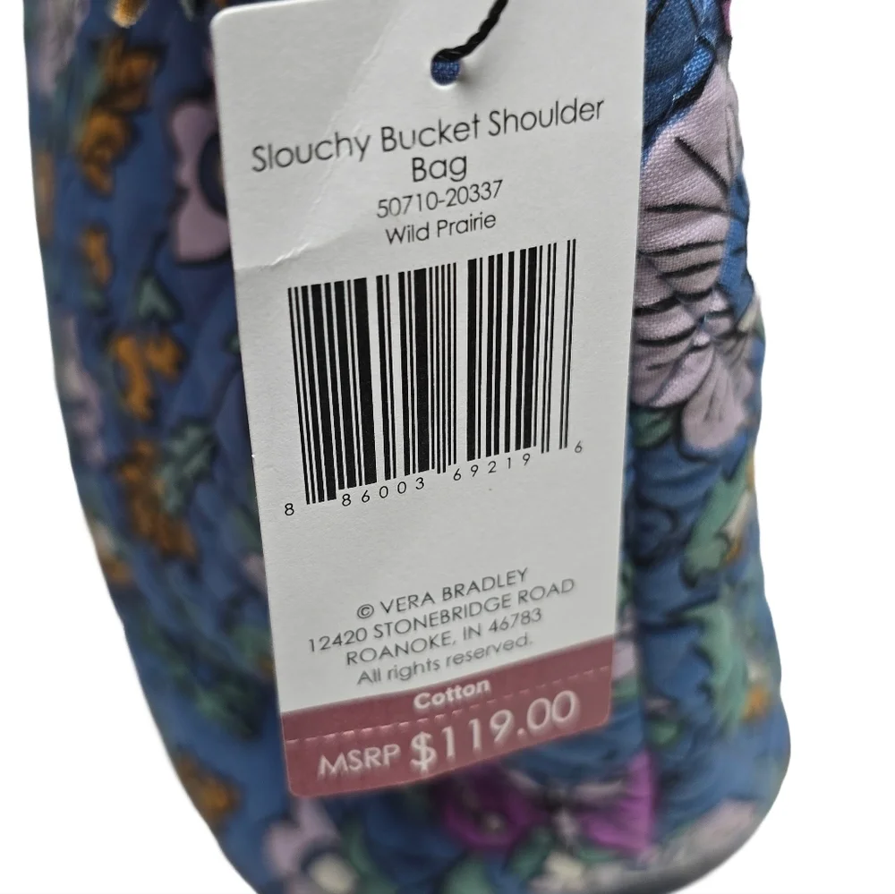 Vera Bradley Wild Prairie Slouchy Bucket Shoulder Bag NWT Quilted Cotton - Picture 3 of 5